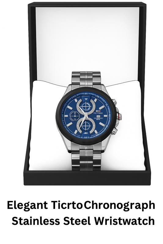 Elegant Ticrto Chronograph Stainless Steel Wristwatch
