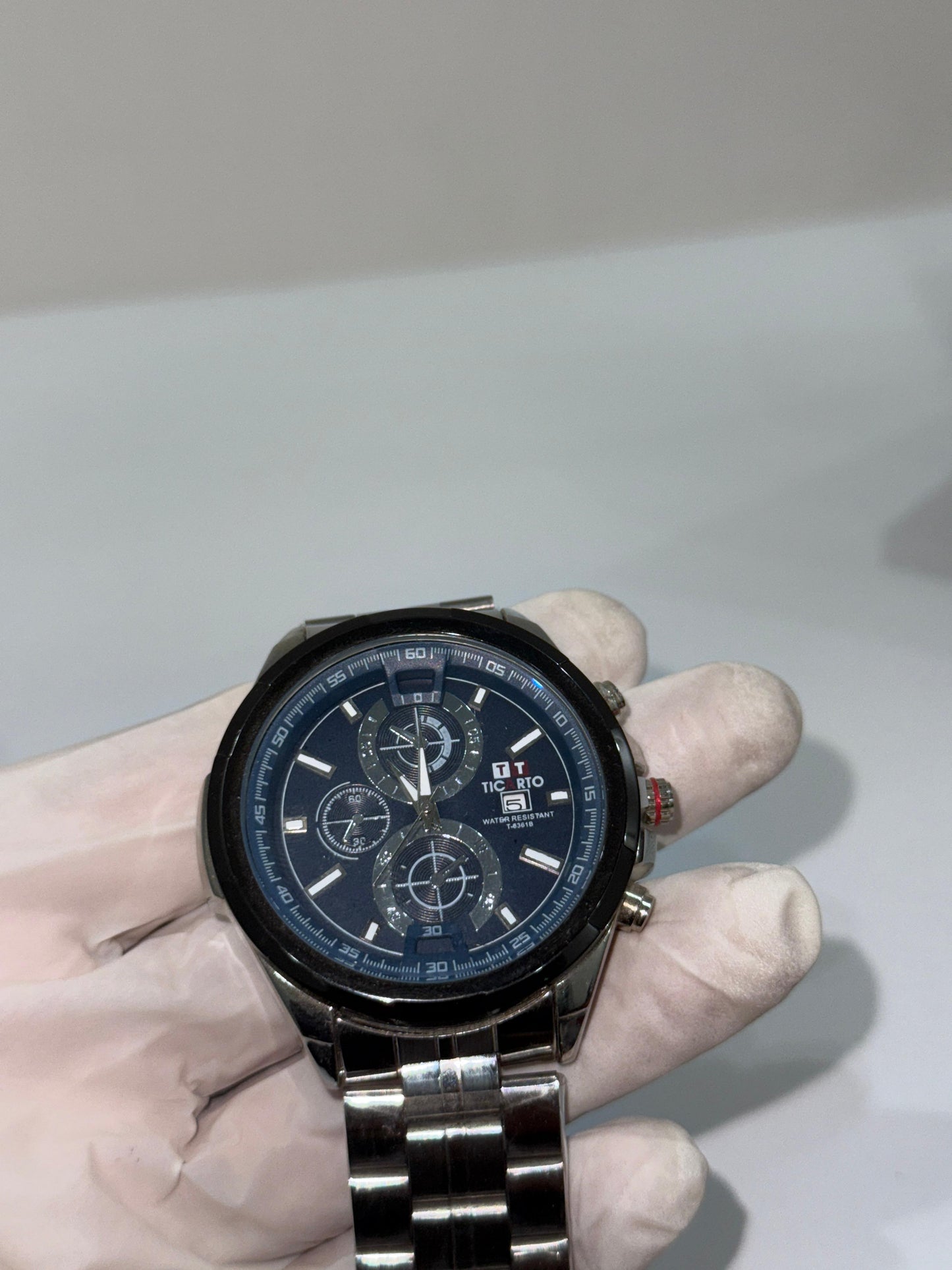 Elegant Ticrto Chronograph Stainless Steel Wristwatch