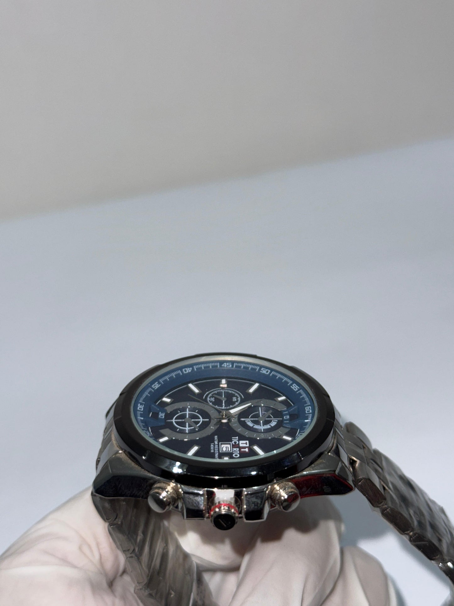 Elegant Ticrto Chronograph Stainless Steel Wristwatch